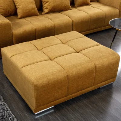 Produktbild von riess-ambiente Extravaganter Hocker ELEGANCIA 110cm senfgelb Samt mit Ziersteppung Sitzhocker Polsterhocker