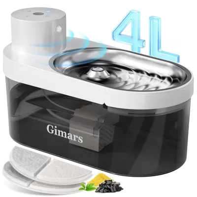 Produktbild von Gimars 4L UltraLeiser BPA-frei Katzenbrunnen Kabellos mit Bewegungsmelder, 5000m