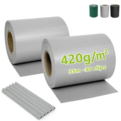 Produktbild von Ribelli Sichtschutzstreifen Garten Sichtschutz Zaun,Dunkelgrau/Hellgrau/Grün,PVC ca. 35 Meter x 19 cm inkl. 30 Clips, 420g/㎡