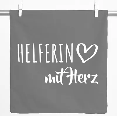 Produktbild von Huuraa Kissenbezug Herferin mit Herz 40x40cm Steel Grey Baumwolle Dekokissenbezug Geschenkidee