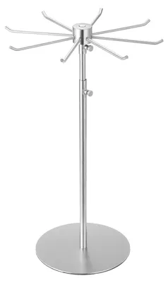 Drehbarer Metall-Ständer mit 8 Haken, verstellbar, silber