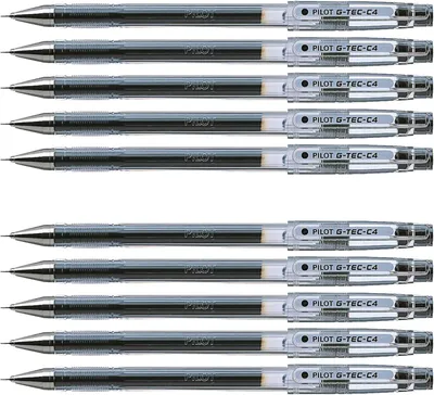 Produktbild von Pilot G-Tec C4 Gelrollerstift – Set mit 10 Stück – 0,4 mm – Schwarz