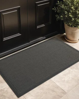 Obrázek produktu pro Ibenzoa® – podlahová rohož odolná vůči vodě, 50 x 80 cm – venkovní rohož šedé barvy s protiskluzovou gumovou spodní stranou