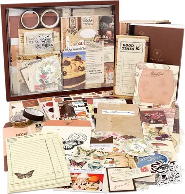 Produktbild von Minicee Bullet Journal Set A6 – Scrapbook Zubehör mit Stickern & Washi Tape Braun