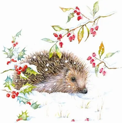 Produktbild von 20 Servietten Hedgehog in Winter - Igel erkundet den Schnee 33x33cm