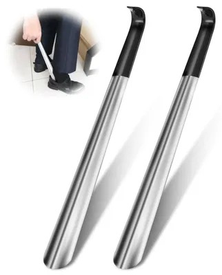Obrázek produktu pro Nerezové pomůcky na nazouvání bot, délka 42 cm, 2 kusy, robustní provedení s černým pouzdrem