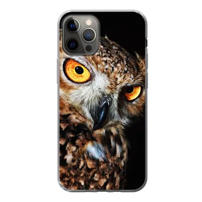 Produktbild von MuchoWow® Handyhülle Schutzhülle Hülle für iPhone 12 Pro Eule - Schwarz - Gelb Silikon Softcase Handy Hülle - Abdeckung