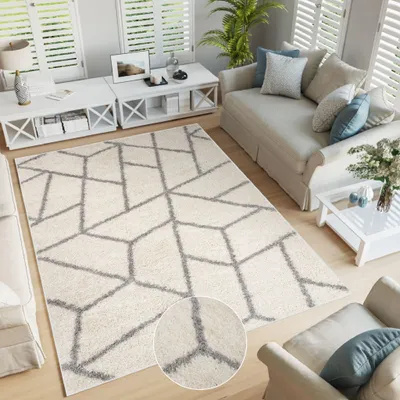 Obrázek produktu pro Koberec obývací pokoj ložnice moderní design shaggy vysoký vlas dlouhý vlas šedý ÖKOTEX 80 x 150 cm