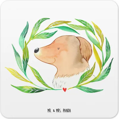 Produktbild von Mr. & Mrs. Panda Flaschenuntersetzer Hund Blumen 10er Set - Weiß - Geschenk, Untersetzer Gläser, Coaster, für, Glas-Untersetzer, Hundekopf, Tassenuntersetzer, Hunde