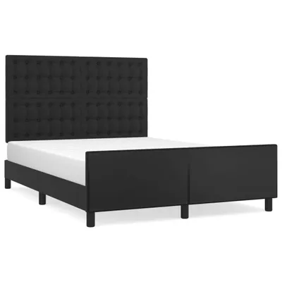 Produktbild von Bettgestell mit Kopfteil Schwarz 140x190 cm Kunstleder