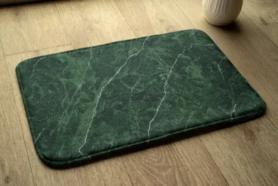 Produktbild von Badteppich Saugfähige - Badezimmer Teppich - Rutschfester Badvorleger Badematte - 90x60 cm - Grüner Marmor