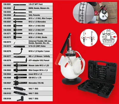 Produktbild von KS TOOLS Universal Getriebeöl-Füllsystem-Satz mit 23-tlg Adaptersatz ( 150.9105 )