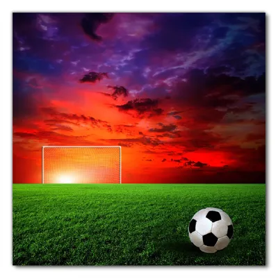 Produktbild von Wallario selbstklebende Möbelfolie/ Tischdecke für Innen und Außen, Größe: 60 x 60 cm - Fußball - Fußballfeld bei Sonnenuntergang