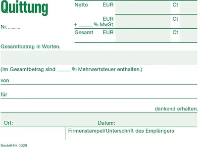 Produktbild von RNK Quittungsblock DIN A6 50Bl mit MwSt.