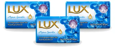 Productafbeelding van 3 x Lux Zeep Aqua Sparkle - Hydraterend - 80 g - Voordeelverpakking - 3 stuks