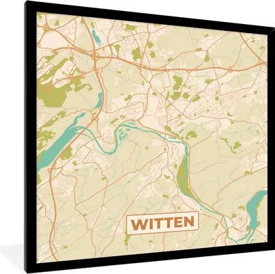 Produktbild von MuchoWow® Gerahmtes Poster Karte - Jahrgang - Witten - Karte 40x40 cm - Poster mit Schwarzem Bilderrahmen Wandposter Rahmen Foto Bilder - Mit Rahmen - Wanddekoration Schlafzimmer