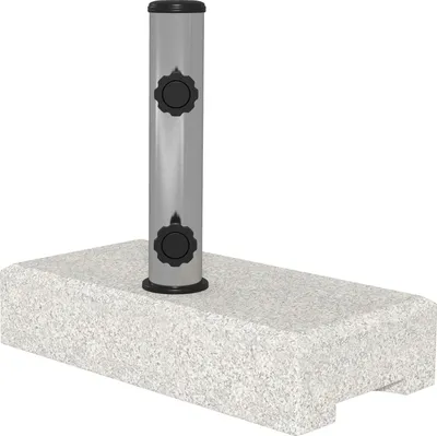 Obrázek produktu pro Stojan na slunečník 25kg Stojan na půlkulatý slunečník s tyčí Ø 32/38/48 mm, podstavec na slunečník zahrada, balkon, žula, šedá 45 x 22,5 x 40 cm