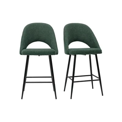 Produktbild von Miliboo - Barhocker grüner Stoff mit Samteffekt H65cm (2er-Set) COSETTE