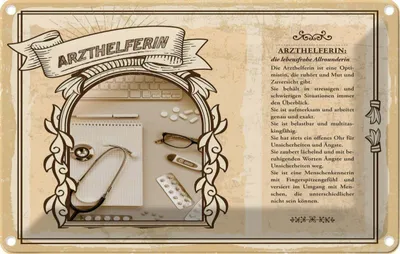 Produktbild von vianmo Blechschild 20x30 cm Arzthelferin Beruf Arbeit