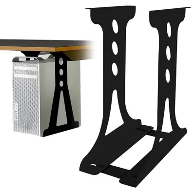 Image de Support ordinateur à fixer sous le bureau - Bras d'ordinateur réglable jusqu'à 35 kg - Structure en acier noir