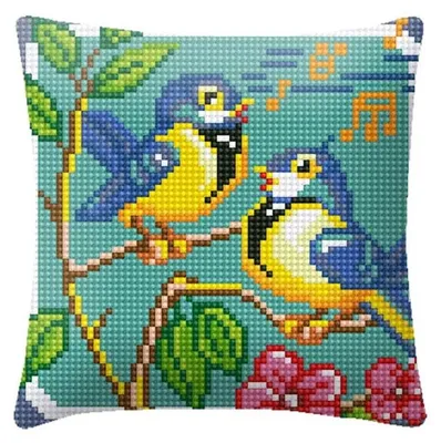 Productafbeelding van Kruisstikwerk - Kussen met vogelmotief