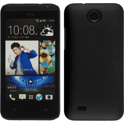 Produktbild von PhoneNatic Case kompatibel mit HTC Desire 300 - Hülle schwarz gummiert Hard-case + 2 Schutzfolien