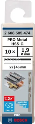 Immagine prodotto di Trapano elicoidale Bosch PRO Metal HSS-G, 1,9x22