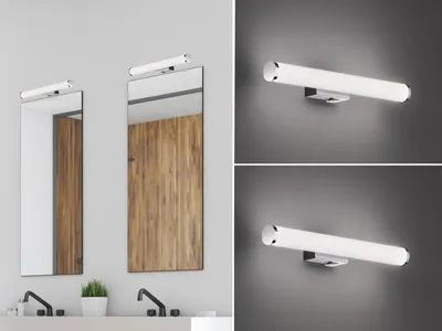 Produktbild von LED Badlampen Set Wand mit Schalter Chrom 40cm Gäste WC Spiegelleuchten seitlich