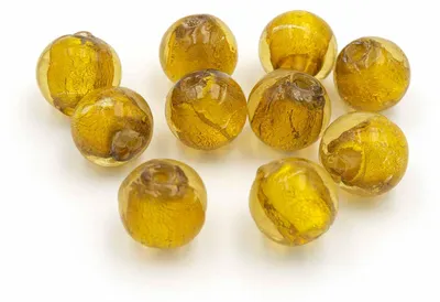 Produktbild von Vintageparts Lampworkperlen Glas Gelb ca. 9-10 mm, 10 Stück