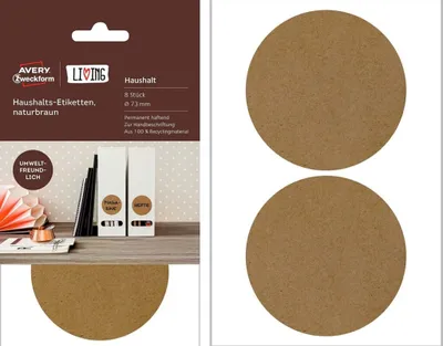 Produktbild von Avery 62011, Braun, Kreis, Permanent, Papier, Matte, 2 Stück(e)