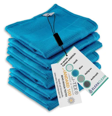Produktbild von ELEXACLEAN Geschirrtücher Mikrofaser (6er Set, 68x42 cm, blau) saugstark, waschbar bis 60°C, Geschirrhandtücher, Handtücher Küche modern