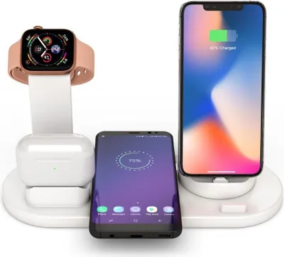 Produktbild von AIORBER 4-in-1 Kabellose Ladestation für iPhone, Apple Watch und AirPods, Schnellladung, Sicherheitsfunktionen, Kompakt und Stylisch, Weiß
