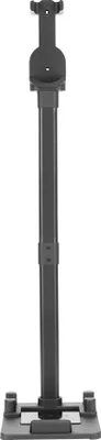 A dark gray charging station for a vacuum cleaner.