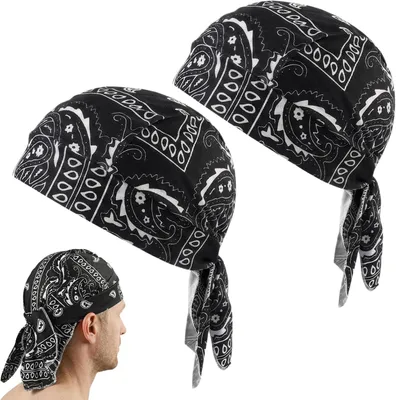 Produktbild von Sport Bandana Cap 2 Stück, atmungsaktiv, schwarz, für Laufen