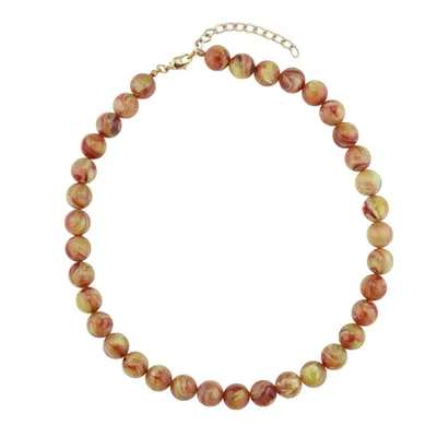 Produktbild von Kette 12mm Rundperle braun-gelb-marmoriert Kunststoff 50cm
