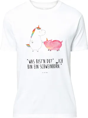 Produktbild von Mr. & Mrs. Panda Tshirt Einhorn Schwein - Weiß - Geschenk, Shirt, T-Shirt, Unicorn, oberteil, S, Einhörner, Schweinchen, Freundin, Jersey-Shirt