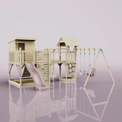 Produktbild von OutdoorToys Spielturm Malou aus Holz in Rosa Babyschaukel