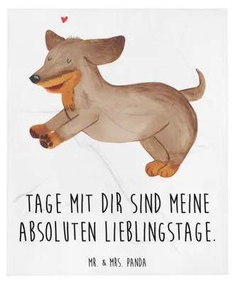 Produktbild von Mr. & Mrs. Panda Tagesdecke Hund Dackel - Weiß - Geschenk, Kuscheldecke, Herz, Bettdecke, Hunde, Sprüche, Dachshund, Decke, Couchdecke, Sofaüberwurf