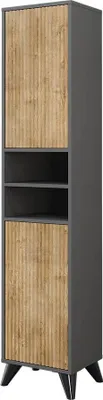 Zdjęcie produktu dla Szafka łazienkowa Vicco Leano Antracyt/dąb górski 38 x 180 cm z 2 drzwiami, Model 52121