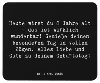 Produktbild von Mr. & Mrs. Panda Mauspad Spruch 8. Geburtstag Feier - Schwarz - Geschenk, mousematte, laptop, 8 Jahre alt, Mouse Pad, Geburtstagsglückwünsche, Mousepad, Happy Birthday