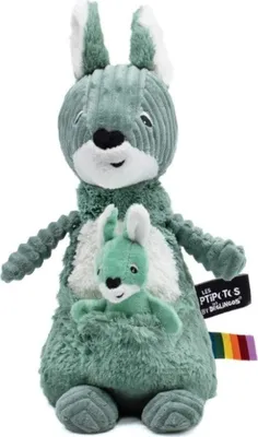 Image de Kangourou en peluche, maman et bébé, vert