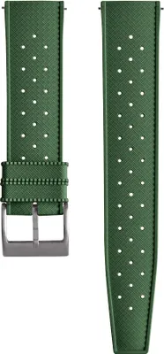 Obrázek produktu pro Gumový řemínek k hodinkám CHROONOO Tropical Style - zelený, 22 mm, broušená stříbrná