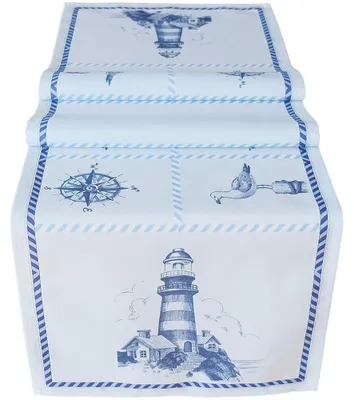 Produktbild von Tischläufer Leuchtturm & Maritimes blau weiß 40x140 cm
