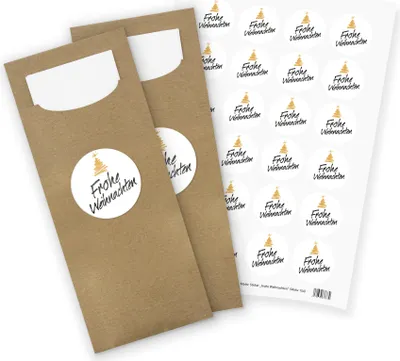 Produktbild von itenga 24x Bestecktaschen + Stickerbogen "Frohe Weihnachten" (Motiv 154)