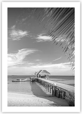 Produktbild von Poster - Poster ohne Rahmen - Himmlisch Strand Monochrom - 50x70 cm - Wand Bild - Wanddeko - Wandbilder - Kunstposter - Wandposter - Bilder - Kunstdruck - Wanddekoration - Wandbild - P2XPA50x70-4750
