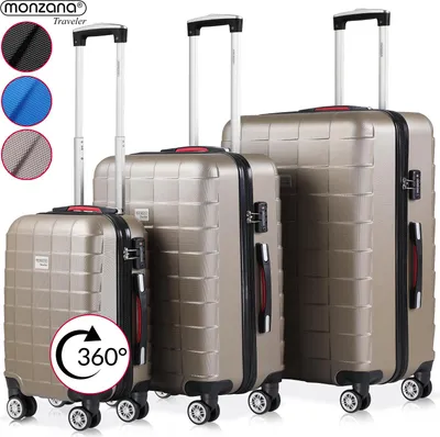 Image de MONZANA® Valise rigide Exopack bleu Taille XL Serrure TSA 4 Roues 360° Poignée télescopique Plastique ABS voyage avion