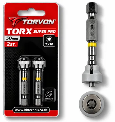 Imagen del producto de TORVON. Broca magnética para destornillador, punta hexagonal y punta Torx T10, 50 mm, 2 unidades., Imagen generada por IA