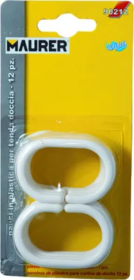 Immagine prodotto di Set di ganci per tende da bagno in plastica (confezione blister da 12)