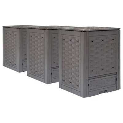 Image de Composteurs de jardin 3 pcs 60x60x83 cm 900 L Plastique rotin
