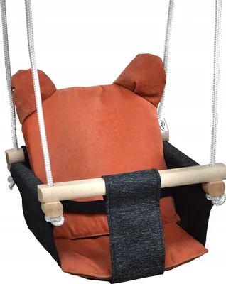 Produktbild von Skyline Schaukeln für Kinder Kinderschaukel mit Kissen Kleinkindschaukel Babywippe Verandaschaukel Babyschaukel Holzschaukel Kissen, Graphit & Orange